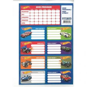 HOT WHEELS DERS PROGRAMLI OKUL ETİKETİ 3LÜ TEK PAKET - 5410
