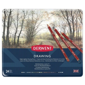 DERWENT DRAWING PENCİL-  RENKLİ ÇİZİM KALEM SETİ 24 LÜ TENEKE KUTU - DW0700672