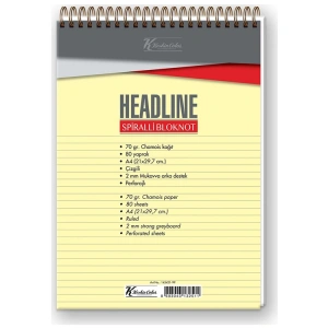 KESKİN COLOR HEADLINE 21X29.7 A4  SPİRALLİ KARTON KAPAK BLOKNOT 80YP. ÇİZGİLİ