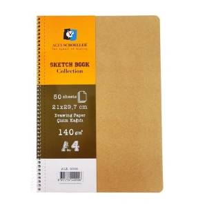 ALEX A4 ESKİZ BLOK DEFTER 140GR.50YP. SPİRALLİ SERT KAPAK SKETCH BOOK COLLECTION ALX-0006