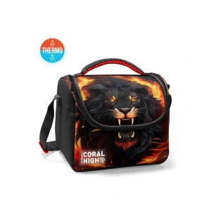 CORAL HIGH 22771 KIDS SİYAH ASLAN DESENLİ THERMO BESLENME ÇANTASI