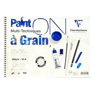 ESMO CLAIREFONTAINE PAINT-ON A GRAIN A4 YANDAN SPİRALLİ ÇOK AMAÇLI ÇİZİM BLOK 200gr 15yp