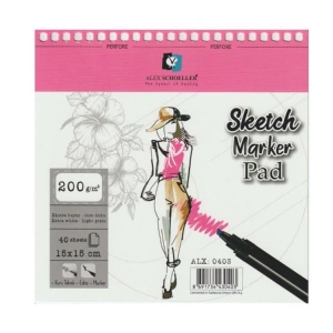 ALEX 15X15 ÇİZİM DEFTERİ ÜSTTEN SPİRALLİ 200GR.40YP. SKETCH-MARKER PAD