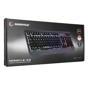 RAMPAGE MIRACLE K3 SİYAH USB LED AYDINLATMALI Q STANDART GAMİNG OYUNCU KLAVYESİ