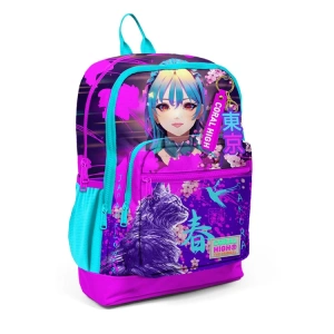 CORAL HIGH 23753 KIDS MOR PEMBE ANİME KEDİ DESENLİ DÖRT BÖLMELİ SIRT ÇANTASI