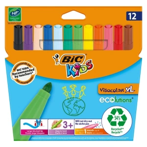 BİC KIDS VISACOLOR JUMBO KEÇELİ BOYA KALEMİ 12 RENK - 829007-8922231