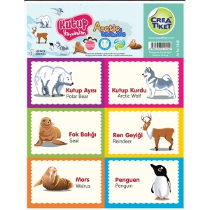 CREA ETİKET  - İNGİLİZCE TÜRKÇE KUTUP HAYVANLARI & SÜRÜNGENLER 1140