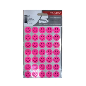 TANEX TNX-329 19mm. FLORASAN PEMBE GÜLEN YÜZ STICKER 2Lİ