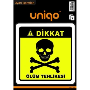 CREA UNIQO UYARI ETİKETİ - DİKKAT ÖLÜM TEHLİKESİ İŞARETİ 2Lİ  1414