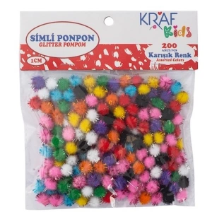 KRAF KIDS KK75 1 CM SİMLİ PONPON 200LÜ KARMA