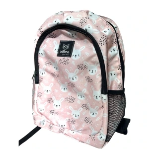 MİKRO MB-707 TAVŞANLI PUDRA PEMBE 2 BÖLMELİ SIRT ÇANTASI