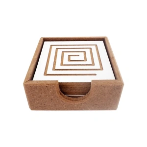 TEKNOPOİNT AHŞAP HOBİ D49 BEYAZ DESENLİ BARDAK ALTLIĞI