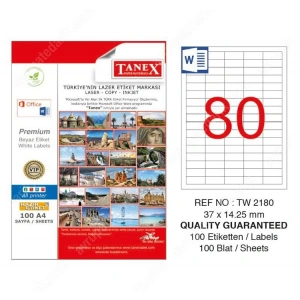 TANEX 37x14,25mm LASER ETİKET TW-2180
