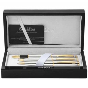 SCRIKSS 39 DOLMA KALEM+TÜKENMEZ+ VERSATİL KALEM 3LÜ TAKIM GOLD KROM