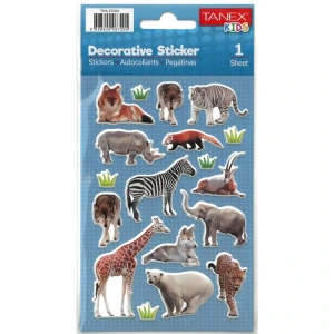 TANEX KIDS TNX-27204 DEKORATİF ETİKETLER - VAHŞİ HAYVANLAR SERİSİ STICKER - TEKLİ