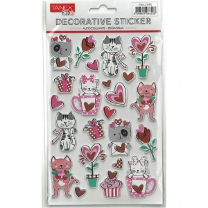 TANEX KIDS TNX-27153 DEKORATİF ETİKETLER - PUFFY EVA AŞIK KEDİ SERİSİ STICKER - TEKLİ