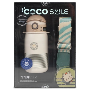 VAGONLİFE COCOSMILE ÇİZGİLİ PİPETLİ ÇELİK TERMOS CS0003 500ML WHITE