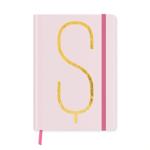 DEFFTER FABOOKS MONOGRAM HARF BASKILI LASTİKLİ SERT KAPAK ÇİZGİLİ DEFTER 168 SYF - Ş