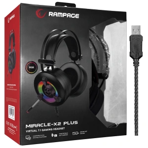 RAMPAGE MİRACLE-X2 PLUS SİYAH RGB LED 7.1 SURROUND SOUND SYSTEM GAMİNG MİKROFONLU OYUNCU KULAKLIĞI