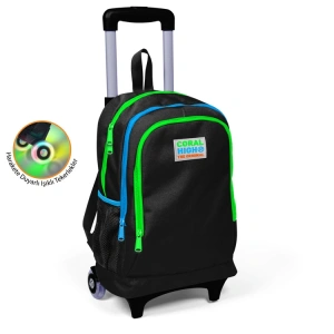 CORAL HIGH 23917 KİDS SİYAH ÜÇ BÖLMELİ IŞIKLI TEKERLEKLİ ÇEKÇEKLİ SIRT ÇANTASI