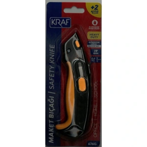 KRAF 676G  ALÜMİNYUM İŞ GÜVENLİĞİ 2 FONKSİYONLU + 2 YEDEK BIÇAKLI GENİŞ MAKET BIÇAĞI