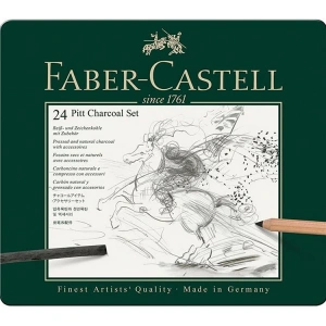 FABER CASTELL METAL KUTU PITT İŞLENMİŞ KÖMÜR KALEM SETİ 24 PARÇA
