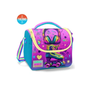 CORAL HIGH 11754 KIDS PEMBE TURKUAZ KULAKLIK PATEN DESENLİ THERMO BESLENME ÇANTASI