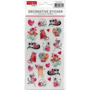 TANEX KIDS TNX-27120 DEKORATİF ETİKETLER - PUFFY AŞIK KEDİ SERİSİ STICKER - TEKLİ