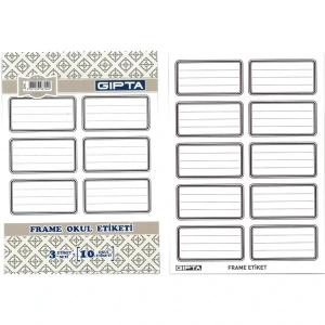 GIPTA FRAME OKUL ETİKETİ SİYAH 3 YP. - 2947