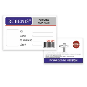 RUBENİS  QN-001 YAKA KARTI İĞNELİ ŞEFFAF