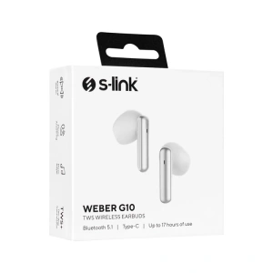 S-LINK WEBER G10 DOKUNMATİK GERÇEK KABLOSUZ BLUETOOTH V5.1 TWS MİKROFONLU KULAK İÇİ KULAKLIK BEYAZ