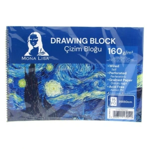 SÜDOR MN24-3 MONA LISA SPİRALLİ RESİM DEFTERİ - ÇİZİM BLOĞU 35x50cm 160gr. 15YP.