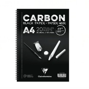 ESMO CR 97617 CLAIREFONTAINE CARBON BLACK A5 YANDAN SPİRALLİ SİYAH ÇOK AMAÇLI ÇİZİM BLOK 120gr 20yp