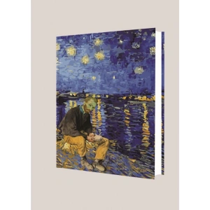 DEFFTER ART OF WORLD  / VAN GOGH - AT CAFE 14X20 SERT KAPAK ÇİZGİLİ DEFTER 96YP.