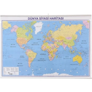 İNTER 70X100 ÇITALI ASKILI DÜNYA SİYASİ - FİZİKİ HARİTASI