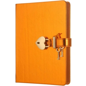 VICTORIAS JOURNALS 4401 13x18cm 80gr.160YP. HUSH-HUSH KUTULU KİLİTLİ ÇİZGİSİZ DEFTER METALİK TURUNCU