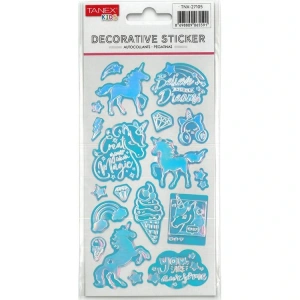 TANEX KIDS TNX-27105 DEKORATİF ETİKETLER - PUFFY PARLAK UNICORN SERİSİ STICKER