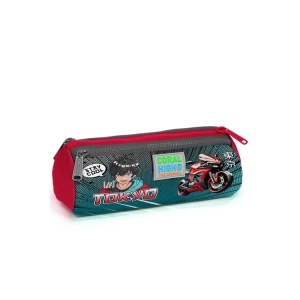 CORAL HIGH 22064 KIDS GRİ NEFTİ ANİME MOTORSİKLET DESENLİ ÜÇ BÖLMELİ KALEM ÇANTASI