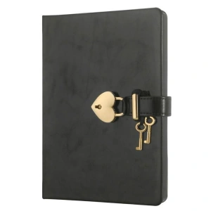 VICTORIAS JOURNALS 4404 13x18cm 80gr.160YP. HUSH-HUSH KUTULU KİLİTLİ ÇİZGİSİZ DEFTER METALİK SİYAH