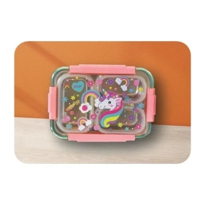 VEST BES0003 UNICORN DESENLİ ŞEFFAF KAPAKLI 3 BÖLMELİ 710 ML ÇELİK BESLENME KABI