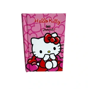 VICTORIAS JOURNALS 525-1989 HELLO KITTY AND FRIEDNS A7 SERT KAPAK  GÜNLÜK AJANDA 80 GR. 368 SAYFA  - PEMBE