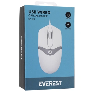 EVEREST SM-220 USB 1200 DPİ KABLOLU OPTİK MOUSE BEYAZ/GRİ