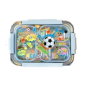 VEST BES0004 FUTBOL DESENLİ ŞEFFAF KAPAKLI 3 BÖLMELİ 710 ML ÇELİK BESLENME KABI