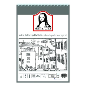 MONA LISA MN04-4 ESKİZ DEFTERİ ŞEFFAF TELLİ A4 95G 20 YP