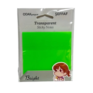 ODAK BRIGHT ŞEFFAF RENKLİ YAPIŞKANLI NOT KAĞIDI 50yp.76x76mm.