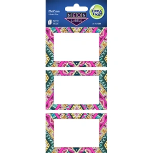 CREA ETİKET- 1208 73x47mm AFRİKA DESENLİ NEON ETİKET 3YP. 3LÜ