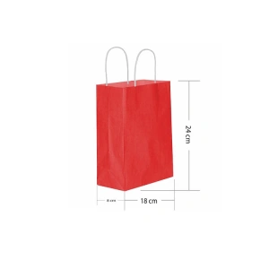SAN HEDİYELİK KRAFT ÇANTA KIRMIZI 18x24X8cm