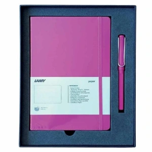LAMY B3P-313P A5 DEFTER+ SAFARİ ROLLER METAL KLİPS PEMBE KALEM SETİ