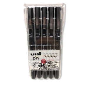 UNİ BALL PIN-200/5P DRAWING PEN FINE LINE AKRİLİK UÇLU KALEM SETİ SİYAH 5Lİ