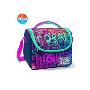 CORAL HIGH 11769 KIDS PEMBE LACİVERT GRAFİTİ DESENLİ THERMO BESLENME ÇANTASI